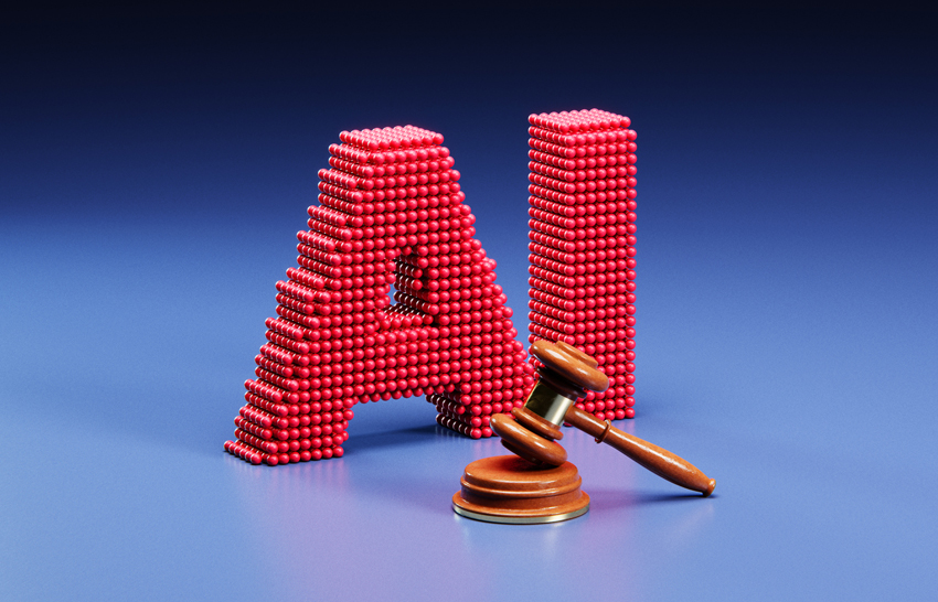 Letters A and I with a gavel