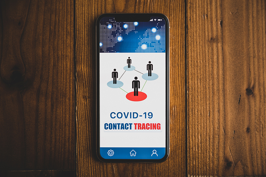 Covid-19 contract tracing on a cell phone 