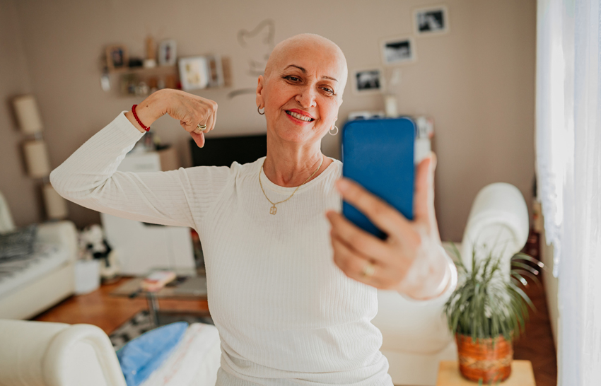 women with headscarf fighting cancer