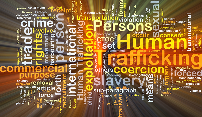 Human trafficking background concept glowing stock photo