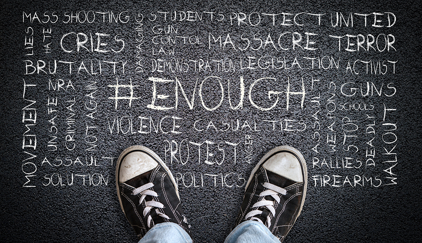 teen shoes with a bunch of negative words on chalkboard