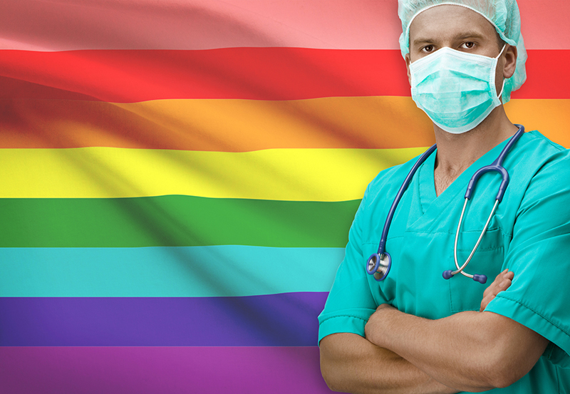 rainbow flag behind Surgeon