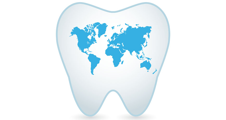 Tooth with world map inside