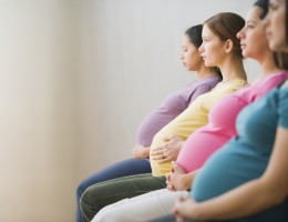 a line of pregnant women