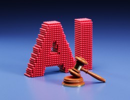 Letters A and I with a gavel