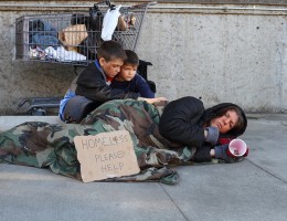 Mother and 2 children living on the street