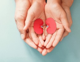 adult and child holding kidney shaped paper