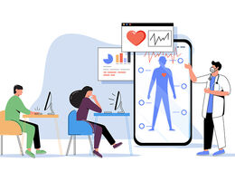 Online medical webinar and medicine courses: doctor teaching to academic students in the virtual class. Telemedicine, university online study.